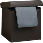 Relaxdays tabouret pliant similicuir pouf de rangement pliable repose - pieds stockage carr 38 x 38 ...