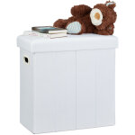 Relaxdays - tabouret de rangement pliable hxlxp: 49, 5 x 46 x 25, 5 cm, avec rangement en lin, polyester, ...