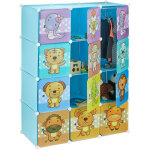 Relaxdays - tag�re rangement enfants casier modulable plastique animaux penderie armoire portes tringle, ...