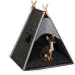 Tente pour petits chiens, grand tipi pour chats, feutre et bois, avec coussin, 70, 5 x 59, 5 x 59 cm, ...