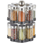 Tourniquet à épices, 16 pots, étagère rotative à 360°, inox, verre, hxd 25 x 17, 5 cm, carrousel, argent ... Tourniquet à épices, 16 pots, étagère rotative à 360°, inox, verre, hxd 25 x 17, 5 cm, carrousel, argent ...