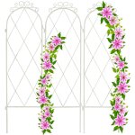 Treillis de jardin, métal, 3 tuteurs, h x l : 92 x 27, 5 cm, connecteurs piquets, support obélisque, ... Treillis de jardin, métal, 3 tuteurs, h x l : 92 x 27, 5 cm, connecteurs piquets, support obélisque, ...