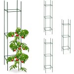 Relaxdays - tuteurs, lot de 4, hxlxp : 150 x 32 x 32 cm, fleurs et l�gumes, m�tal, plastique, aide � ...