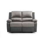 Usinestreet - relaxxo - canap relaxation 2 places microfibre et simili leo - gris
