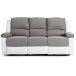 Relaxxo - canap relaxation 3 places microfibre et simili leo - blanc et gris