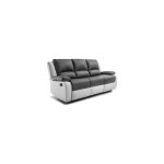 Usinestreet - canapé de relaxation manuel 3 places en pu gris et blanc - valia Usinestreet - canapé de relaxation manuel 3 places en pu gris et blanc - valia
