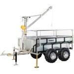 Torros - remorque double essieux 4 roues 1400kg benne galvanis�e basculante + grue 2000x1070x580 mm ahr1400gk ...