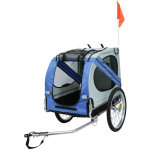 Remorque de v�lo pour chiens bleu et gris