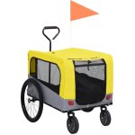 Remorque de v�lo pour chiens et poussette 2 - en - 1 jaune et gris vidaxl