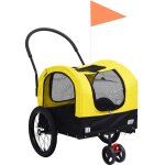 Remorque de vlo pour chiens et poussette 2 - en - 1 jaune et noir vidaxl