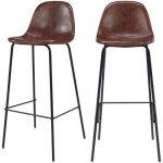 Rendez - vous d�co - lot de 2 chaises de bar 75 cm en cuir synth�tique marron - henrik