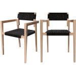 Rendez - vous dco - lot de 2 chaises de jardin empilables en teck et corde tresse - kapua