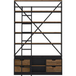 Rendez - vous d�co - biblioth�que 160 cm en bois et m�tal avec �chelle, 4 tiroirs - kasi