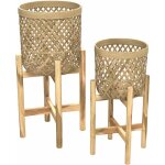 Rendez - vous dco - cache - pot pieds en teck et bambou (lot de 2) - mila