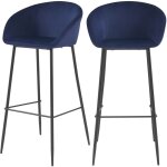 Rendez - vous d�co - lot de 2 chaises de bar 75 cm en velours bleu - marquise