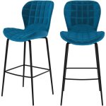 Rendez - vous d�co - lot de 2 chaises de bar 75 cm en velours bleu - mazzia