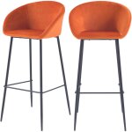 Rendez - vous déco - lot de 2 chaises de bar 75 cm en velours orange - marquise Rendez - vous déco - lot de 2 chaises de bar 75 cm en velours orange - marquise