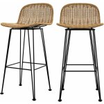 Rendez - vous dco - lot de 2 chaises de bar 76 cm en rsine tresse marron - jigani