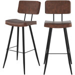 Rendez - vous déco - lot de 2 chaises de bar marron en cuir synthétique 75. 5 cm - texas Rendez - vous déco - lot de 2 chaises de bar marron en cuir synthétique 75. 5 cm - texas