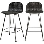 Rendez - vous déco - lot de 2 chaises de bar mi - hauteur 63 cm en résine tressée noire - jigani Rendez - vous déco - lot de 2 chaises de bar mi - hauteur 63 cm en résine tressée noire - jigani
