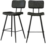 Rendez - vous d�co - lot de 2 chaises de bar mi - hauteur 66 cm cuir synth�tique gris / noir - texas