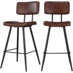 Rendez - vous déco - lot de 2 chaises de bar mi - hauteur 66 cm en cuir synthétique marron - texas Rendez - vous déco - lot de 2 chaises de bar mi - hauteur 66 cm en cuir synthétique marron - texas