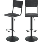 Rendez - vous dco - lot de 2 chaises de bar rglables 60 / 80 cm en bois noir - clem