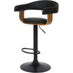 Rendez - vous dco - chaise de bar rglable 62 / 84 cm en cuir synthtique noir - harold