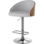 Rendez - vous dco - chaise de bar rglable 63 / 84 cm en tissu gris clair - carmelo