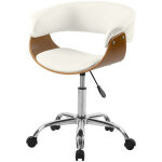 Rendez - vous déco - chaise de bureau pivotante en bois et pu blanc - basile Rendez - vous déco - chaise de bureau pivotante en bois et pu blanc - basile