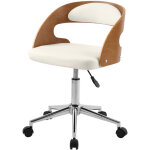 Rendez - vous déco - chaise de bureau pivotante en bois et pu blanc - louis Rendez - vous déco - chaise de bureau pivotante en bois et pu blanc - louis