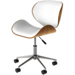 Rendez - vous dco - chaise de bureau pivotante en cuir synthtique blanc 79 - 91cm - baudoin