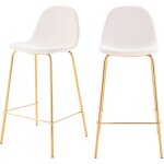 Rendez - vous d�co - lot de 2 chaises pour �lot central 65 cm en cuir synth�tique blanc - henrik