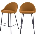 Rendez - vous d�co ? lot de 2 chaises de bar 65 cm en cuir synth�tique cannelle ? pieds en m�tal noir ...