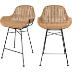 Rendez - vous dco - lot de 2 chaises pour lot central 65 cm en rsine tresse naturelle - carmela
