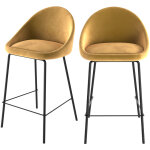 Rendez - vous dco - lot de 2 chaises pour lot central 65 cm en velours jaune - misty