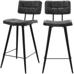 Lot de 2 chaises pour îlot central 66 cm capitonnée gris / noir - texas Lot de 2 chaises pour îlot central 66 cm capitonnée gris / noir - texas
