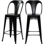 Lot de 2 chaises pour �lot central 67 cm en m�tal noir mat - indus