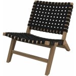 Fauteuil de jardin en teck et sangles en tissu noir - tao