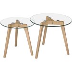 Rendez - vous déco - tables basses rondes en verre et bois d'hévéa (lot de 2) - vénus Rendez - vous déco - tables basses rondes en verre et bois d'hévéa (lot de 2) - vénus