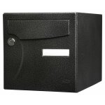 Renz ? bo�te aux lettres normalis�e 2 portes murale ? acier noir brillant ? goutti�re hydrofuge ? serrure ...