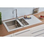 Evier 100 x 50 cm evier en verre  encastrer evier de cuisine verre inox blanc respekta