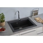 Respekta - evier evier de cuisine  encastrer evier en granit mineralite 66 x 50 noir