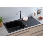 Evier de cuisine evier en granit � encastrer 100x50 noir cuisine respekta by schock