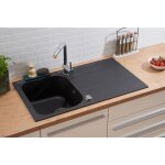 Respekta - evier de cuisine evier en granit  encastrer 86 x 50 noir cuisine by schock