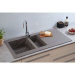 Respekta - evier � encastrer evier de cuisine granit mineralite 100x50 cm gris b�ton