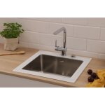 Respekta - evier à encastrer evier en verre evier de cuisine verre inox 55 x 53 blanc Respekta - evier à encastrer evier en verre evier de cuisine verre inox 55 x 53 blanc