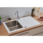 Respekta - evier en verre evier  encastrer evier de cuisine verre inox 86 x 50 blanc