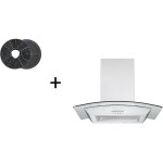 Respekta - hotte d'aspiration hotte de chemin�e hotte murale verre led 60 cm + filtre set de recyclage ...