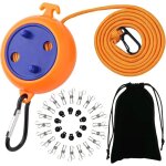 Retractable clothes line, portable non - slip washing line, 10 m, 10 retaining loops and 20 pegs, for ... Retractable clothes line, portable non - slip washing line, 10 m, 10 retaining loops and 20 pegs, for ...